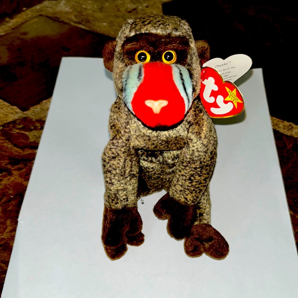 TY Beanie Babies Cheeks - dob 05/18/1999 - baboon